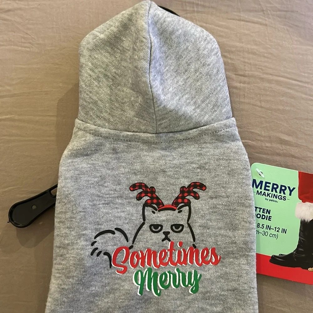 Merry Makings “Sometimes Merry” Kitten Hoodie and Cat Bandanna